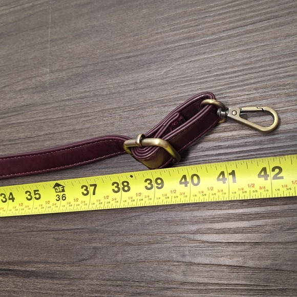 Joy Susan Burgundy Vegan Leather Crossbody Bag Faux Suede Flap Messenger Purse - Picture 9 of 15